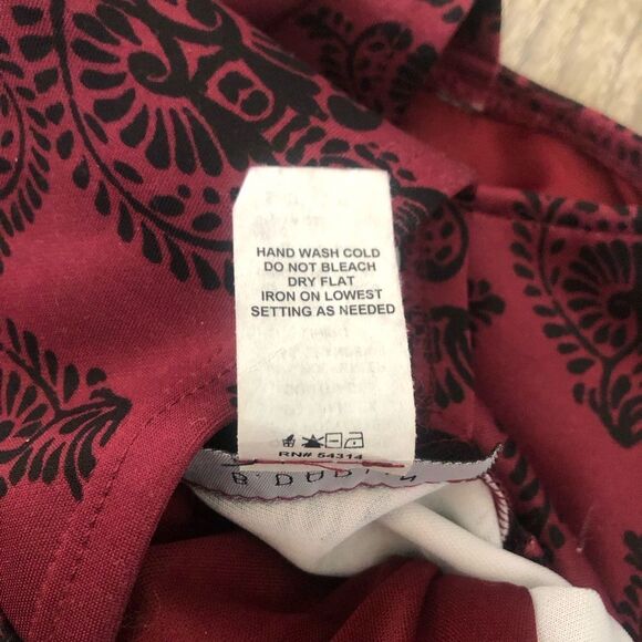 NWT B. Darlin Maroon Womens Sleeveless Floral Fern Leaf Dress Size 7/8 - Picture 10 of 11